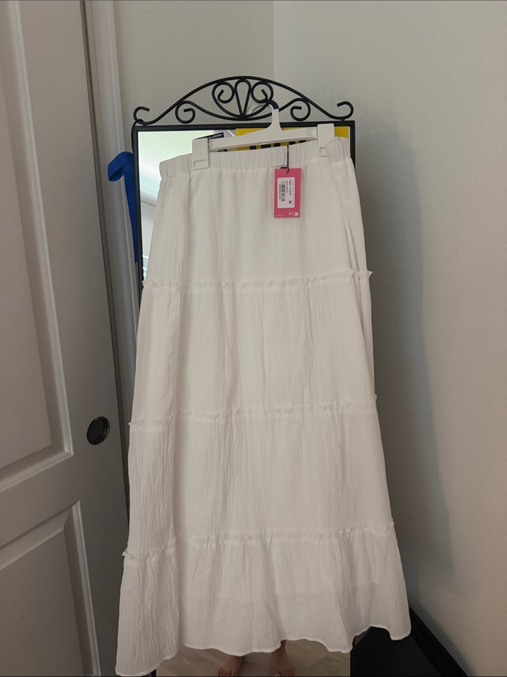 Edikted White Tiered Maxi Skirt
